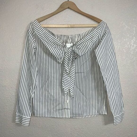H&M Striped Off The Shoulder Top Size 2 - Picture 3 of 10